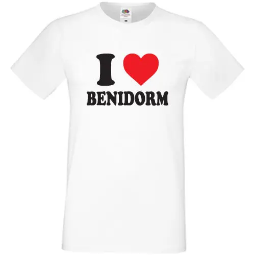 Футболка с надписью I Love Heart Benidorm для мужчин и женщин футболки круглым вырезом