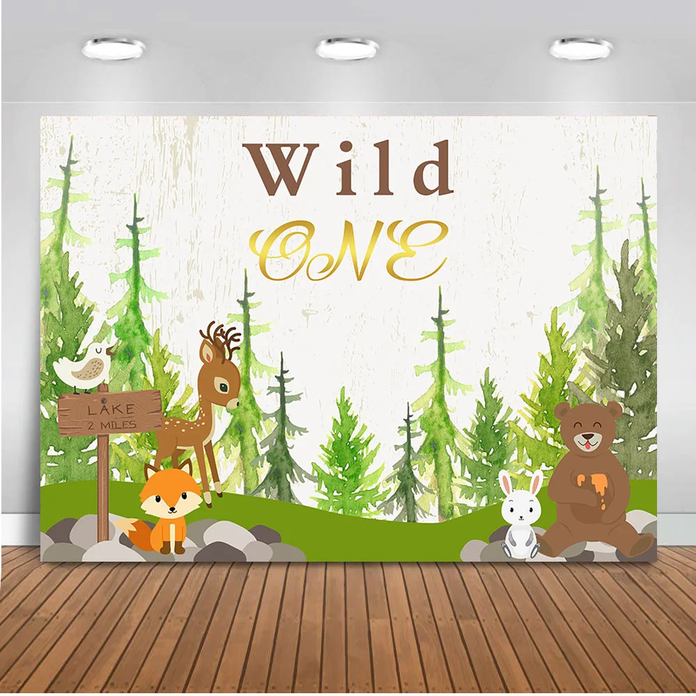 Neoback Wild One Animals фон для фотографии лес фотостудии Новорожденный ребенок Душ Баннер