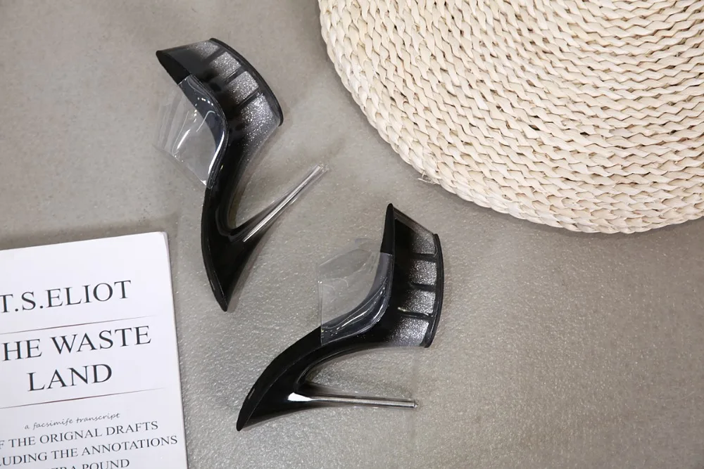 Shoes Women Sexy Super High Heel 15CM Fine with Waterproof Table Slippers Transparent Crystal Shoes Female Wedding Shoes