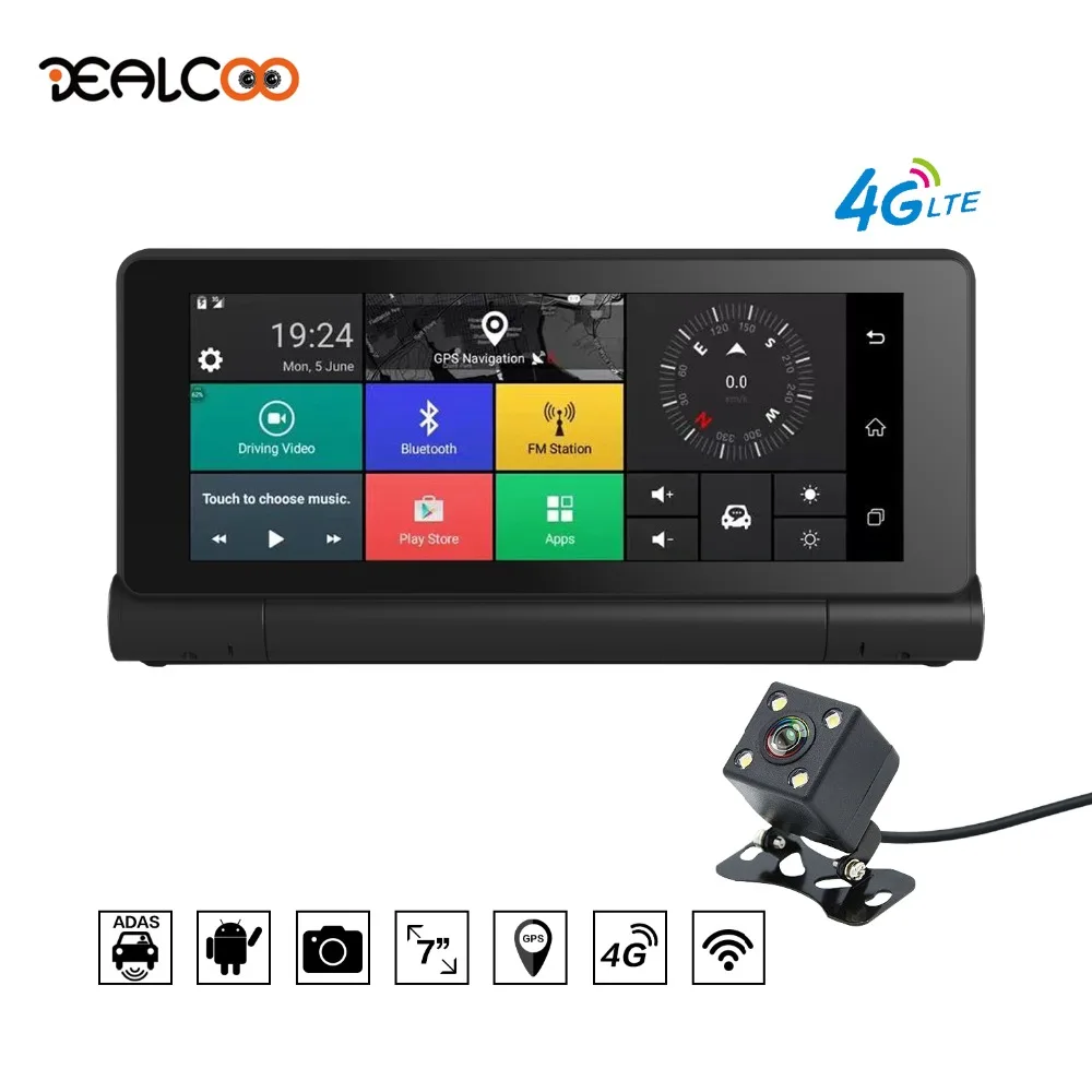 Dealcoo 7' сенсорный экран автомобиля dvr регистраторы камера Android ADAS 4G Wi Fi двойной