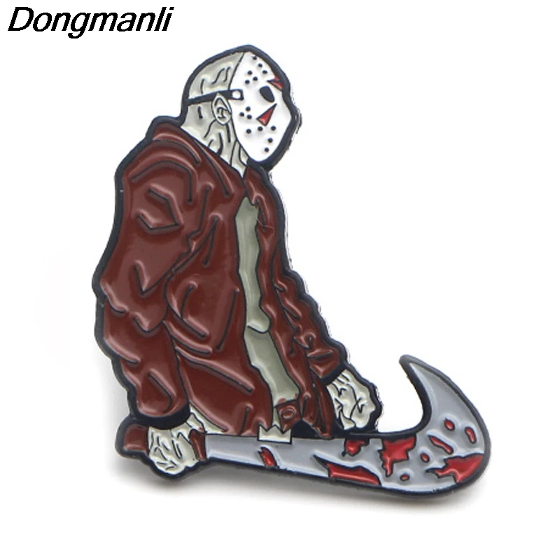 P3753 Dongmanli модная забавная пятница 13th металлические эмалированные булавки Jason Voorhees броши значок нагрудный воротник ювелирные изделия