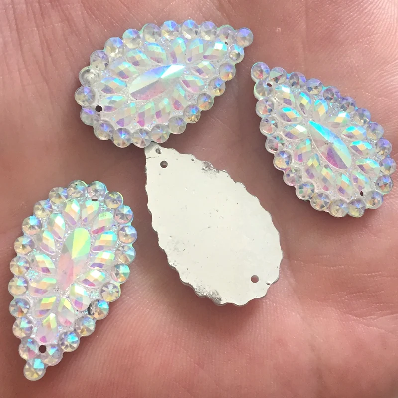 DIY 20 шт 16 мм * 28 AB из смолы в виде капли воды плоские стразы свадебные 2 отверстия