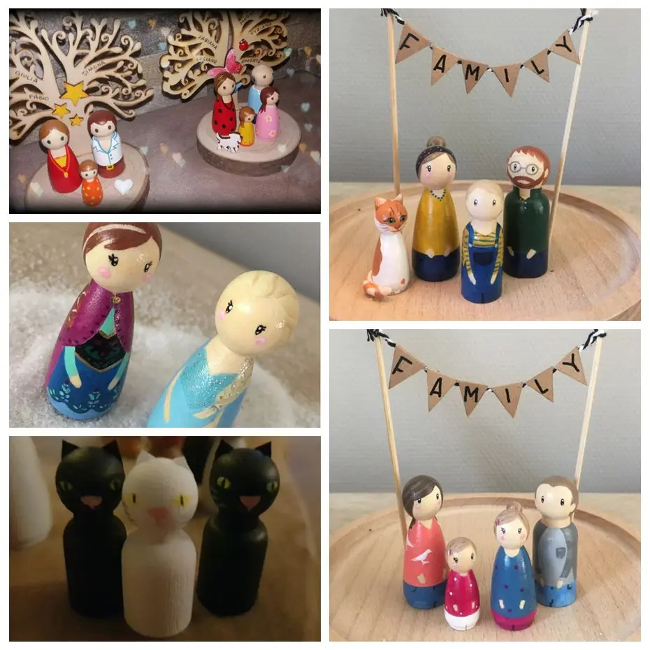 Деревянные колышки для кукол прорезыватели зубов (20 шт. 65 мм женщин) неокрашенный