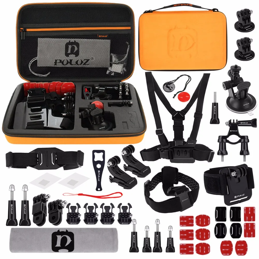 

PULUZ 45 in 1 Accessories Ultimate Combo Kits with Orange EVA Case for GoPro Hero7/6/5 Xiaoyi and Other Action Cams