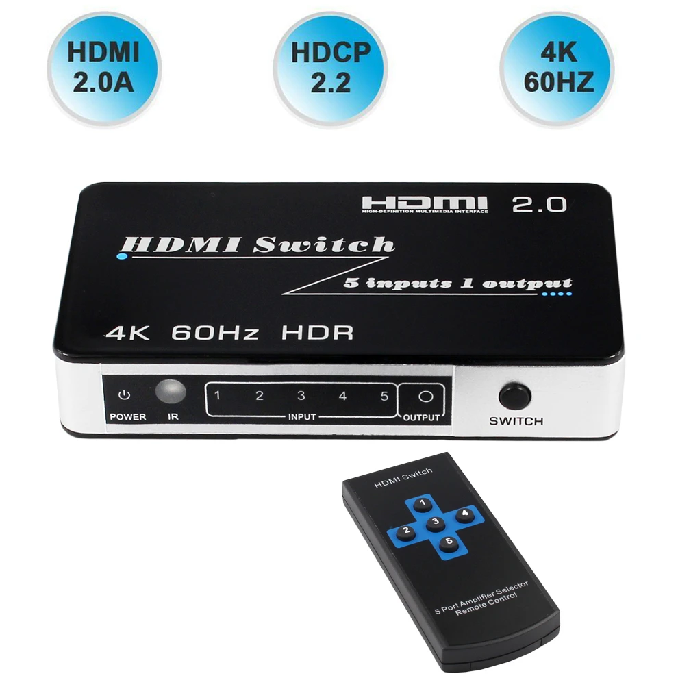 Мини HDMI 2 0 переключатель HDR HDCP 3x1 5x1 4K концентратор 3 / 5 портов для PS4 Pro|Кабели HDMI| |