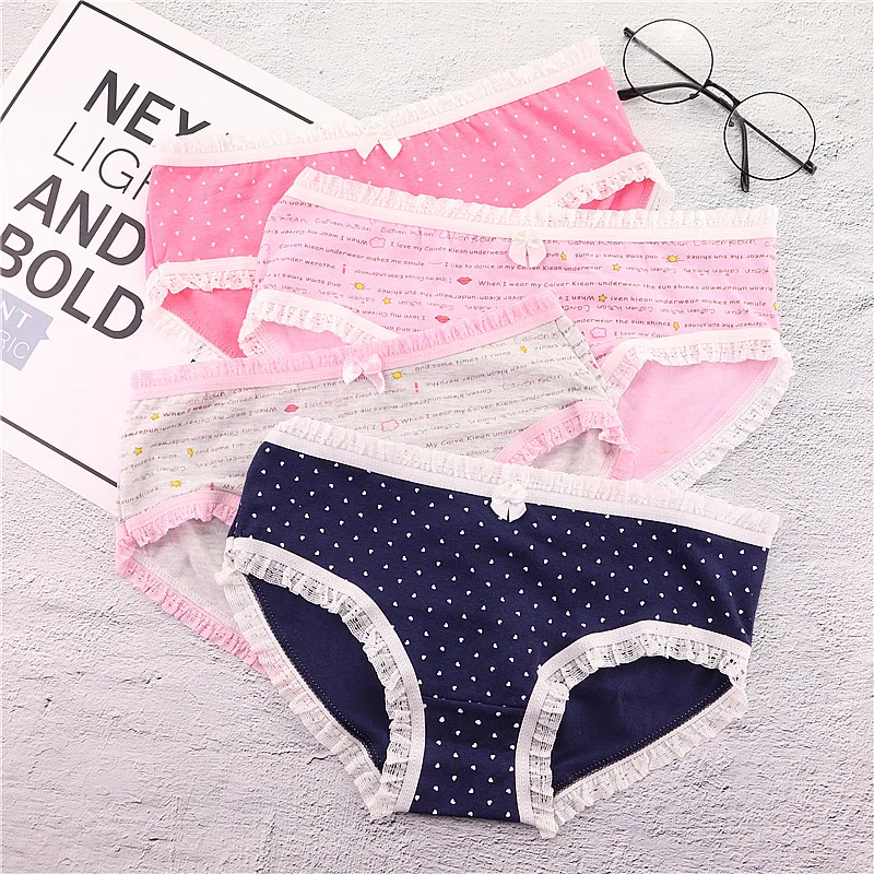 

girl's underwear 10pc/bag lace cotton candy low waist briefs ladies young girl panties Teenagers lovely intimate
