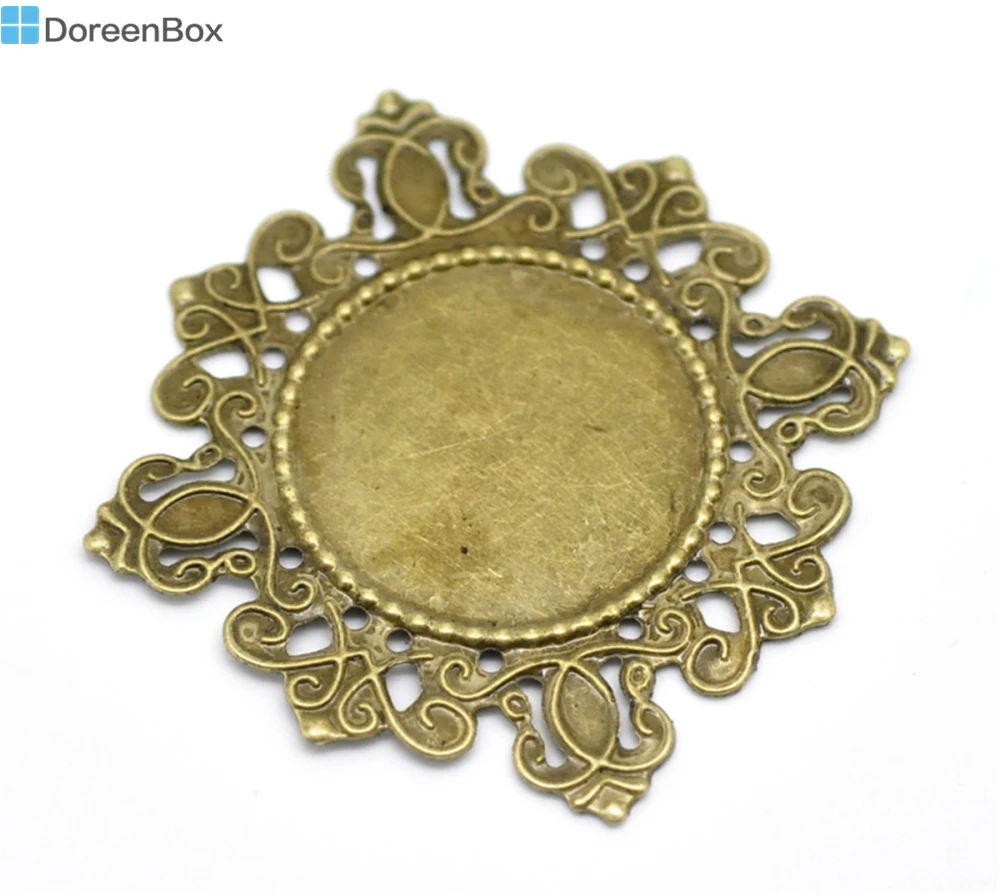 

Doreen Box Lovely 30 Antique Bronze Filigree Cabochon Setting Wraps Connectors Embellishments 4.3x4.3cm(Fit 2.3cm Dia) (B18552)