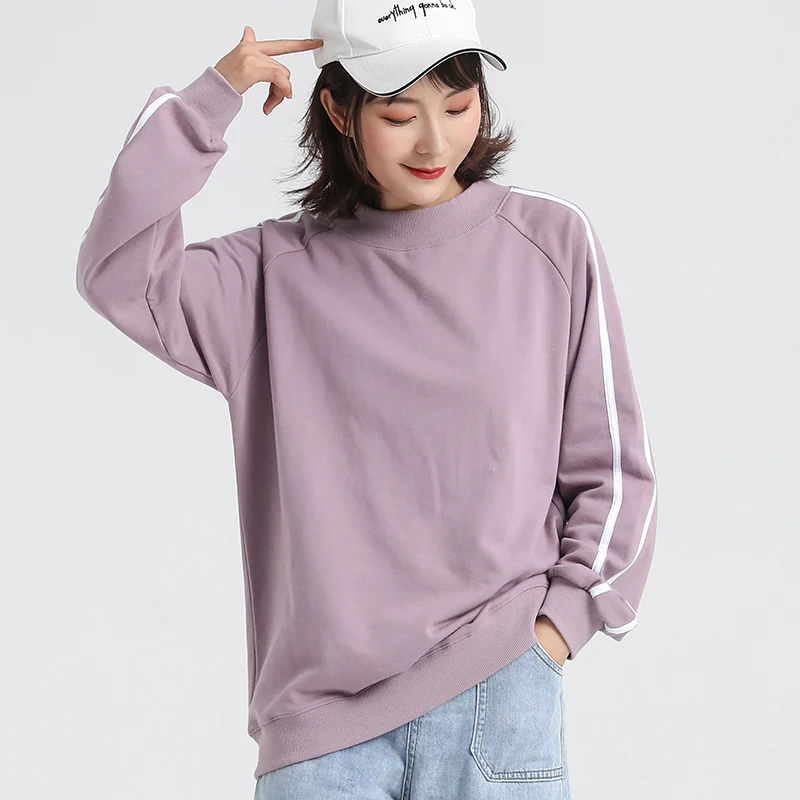 

Jvzkass 2019 macarons spring and autumn base new two-bar women fashion printing round neck pullover Sweatshirt Z307