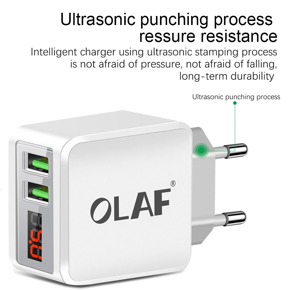 Olaf 2 порта USB зарядное устройство для Samsung Xiaomi Huawei светодиодный дисплей умные