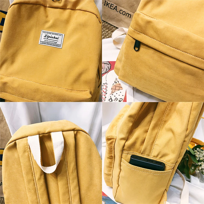 Cute Student Cotton Fabric Backpack Women School Bags For Teenage Girls Harajuku Backpacks Ladies Kawaii Luxury Female Book Bag
