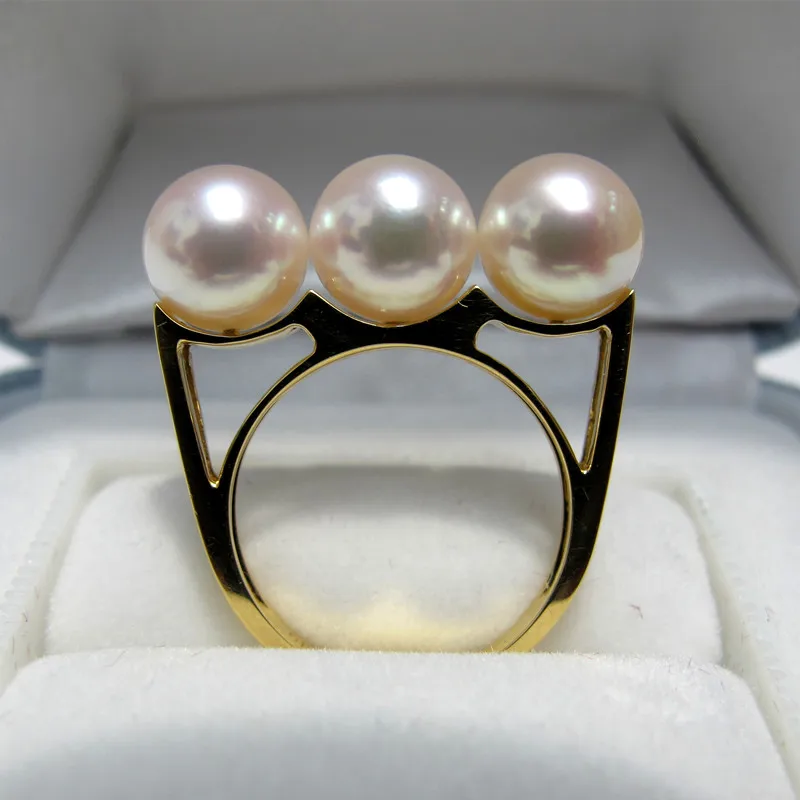 Женское кольцо из серебра 925 пробы с натуральным жемчугом 7 5 8 мм|pearl ring|925 sterling