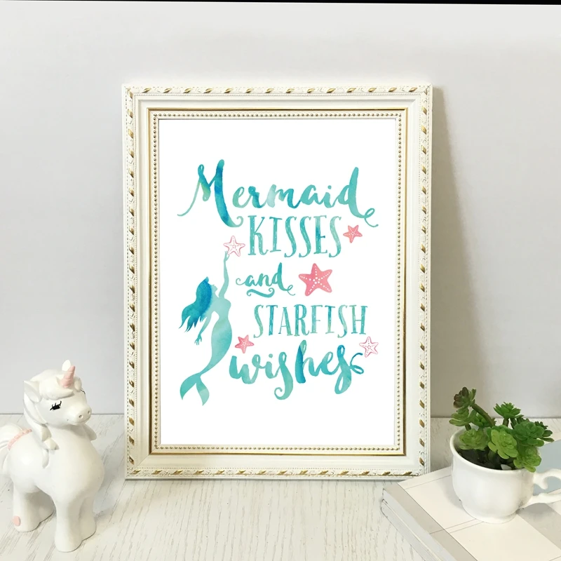 Постер с пожеланиями русалки и морской звезды принты цитаты Картина на холсте