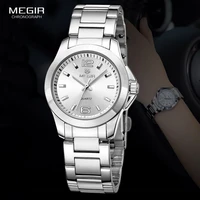 megir womens simple round dial quartz watches stainless steel waterproof wristwatch for woman ms5006l