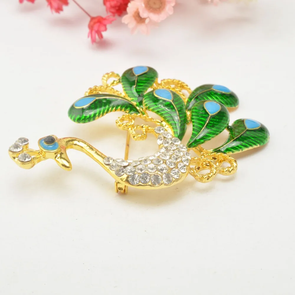 MZC модные ювелирные изделия Кристалл Стразы броши булавка сплав павлин брошь