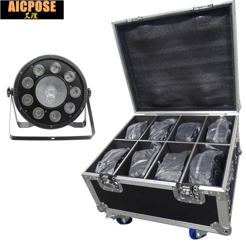 Плоский светодиодный светильник Par 9x10w + 30w RGB 3 в 1 с полетным чехлом DMX512