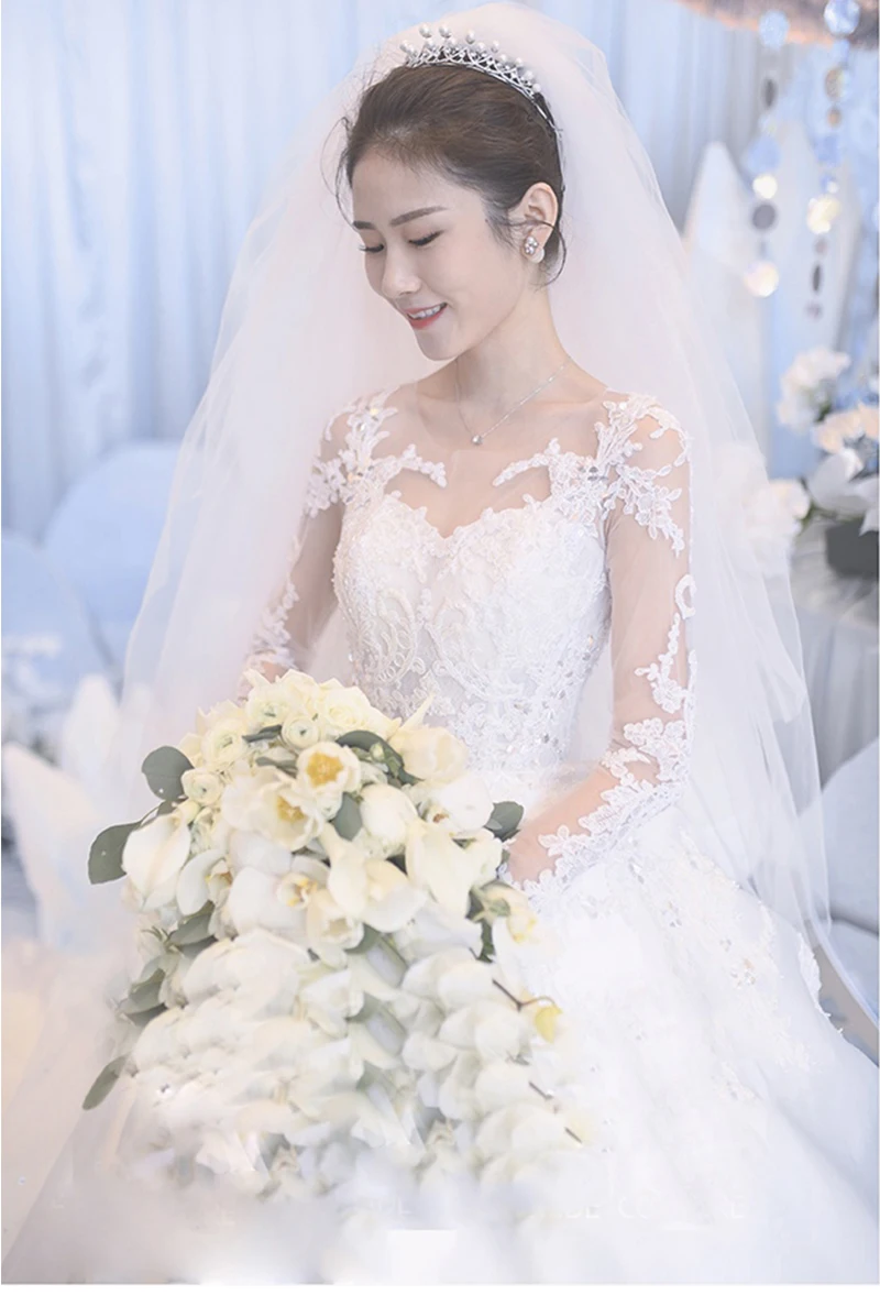 Vestidos de novia атласные свадебные платья с длинным рукавом свадебные платья белого размера плюс винтажное мусульманское свадебное платье принцессы