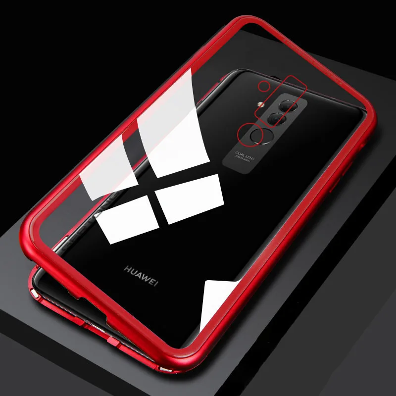 Red Для huawei mate 20 Pro Магнитный чехол двухсторонний полный защитный чехол для huawei P20 Lite mate 10 ударопрочный металлический бампер чехлы - Цвет: Red
