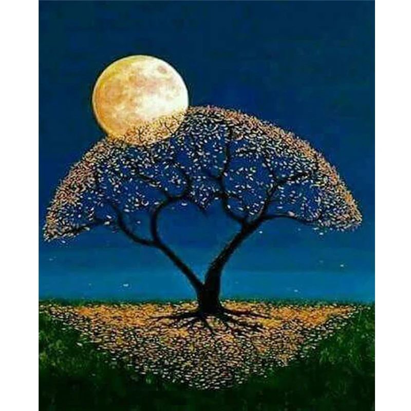 Полный квадрат 5 D мультфильм пейзаж густое дерево Алмазная мозаика картина