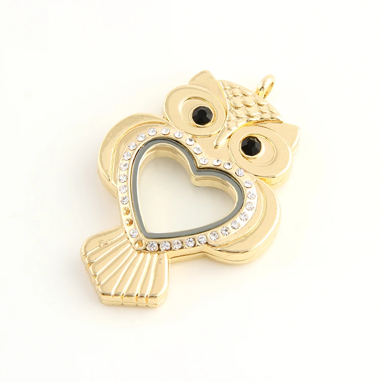 10 шт./лот Бесплатная доставка Сердце Сова Форма сплав плавающий медальон стекло