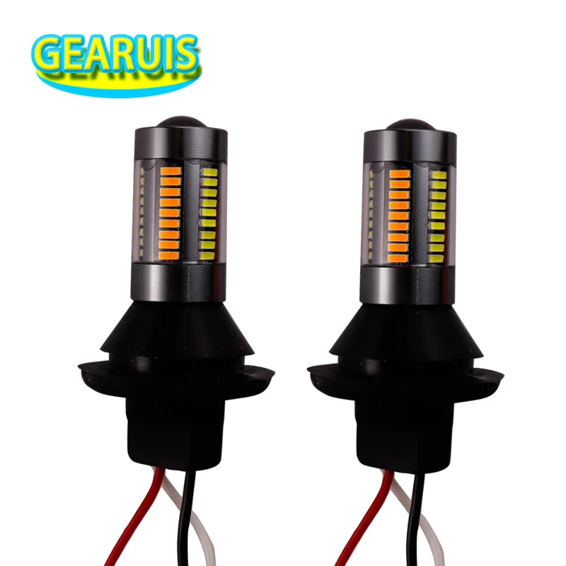 2 шт. Двухцветные светодиодные лампы T20 7440 BAU15S 4014 66 SMD PY21W 7507|Сигнальная лампа| |