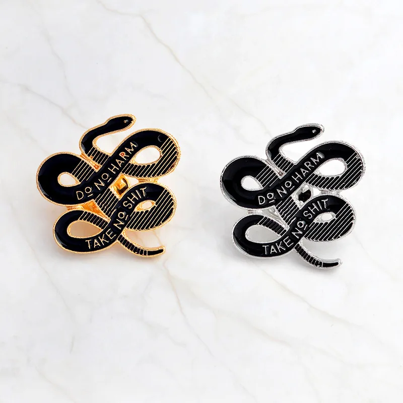 Модная винтажная металлическая брошь в виде животного змея эмалированная