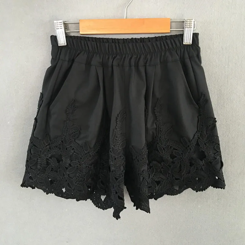 Женские кружевные шорты с цветочным принтом эластичной резинкой на талии весну и
