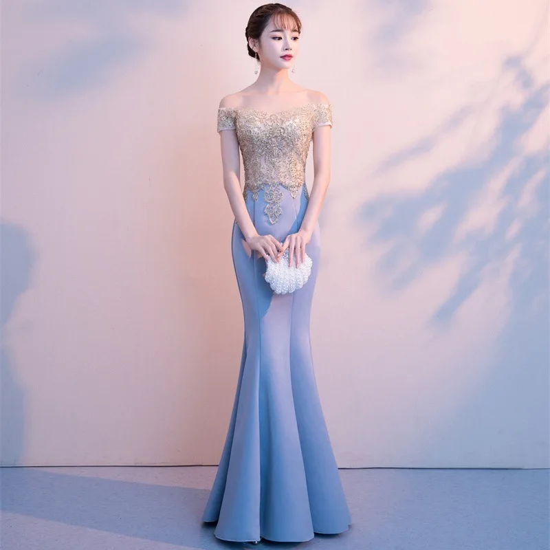 Robe De Soiree сексуальное банкетное элегантное вечернее платье в пол русалка расшитое бисером с аппликацтей на выпускной платье невесты Длинные вечерние платья