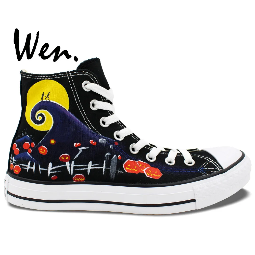 Вэнь дизайн с ручной росписью обуви на заказ Кошмар перед Рождеством мужские