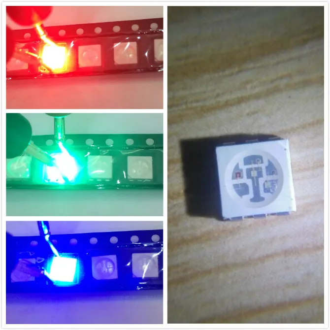 1000 шт. 5050 RGB SMD красный зеленый синий SMT LED PLCC 6 светильник CHIPS светоизлучающие диоды