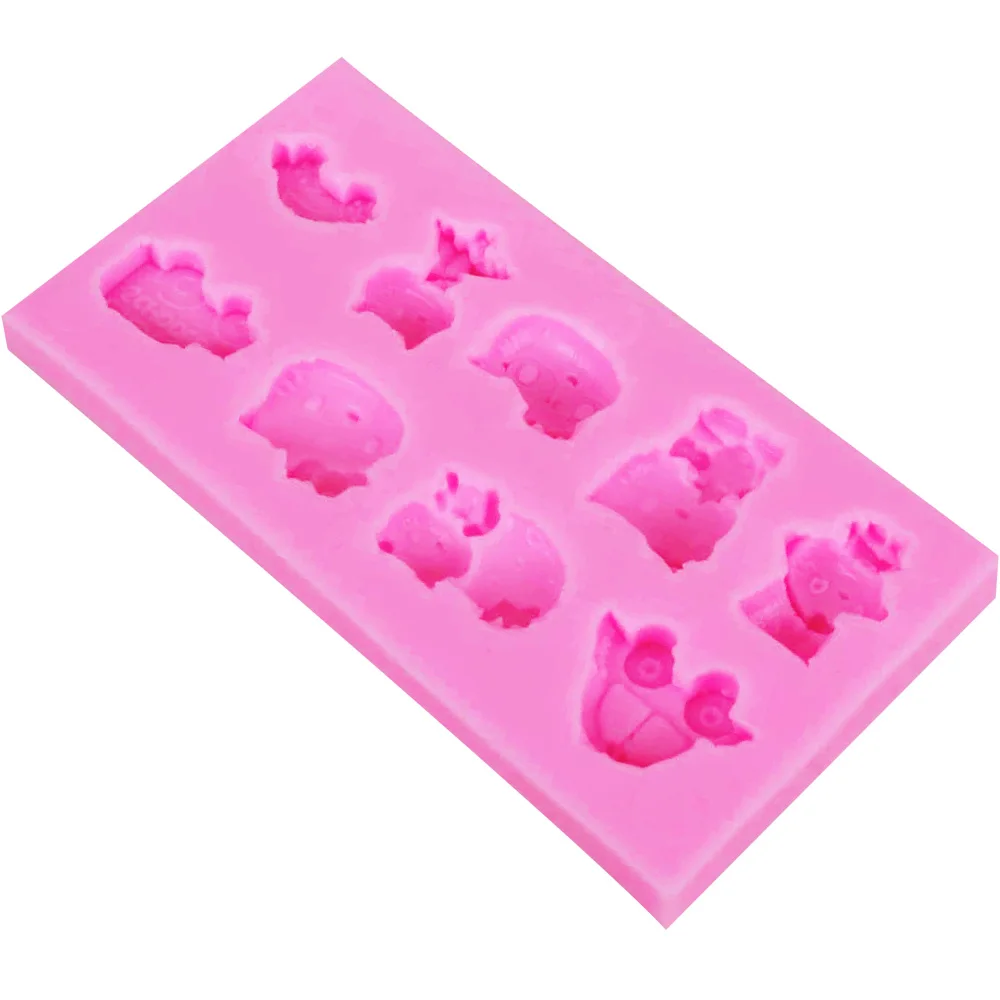 10PCS/SET F1241 Cute Cat and Cars Silicone Cake Mold Decorating DIY Sugarcraft Chocolate Candy Clay Moulds14.3 * 7.4 1.4cm | Дом и сад