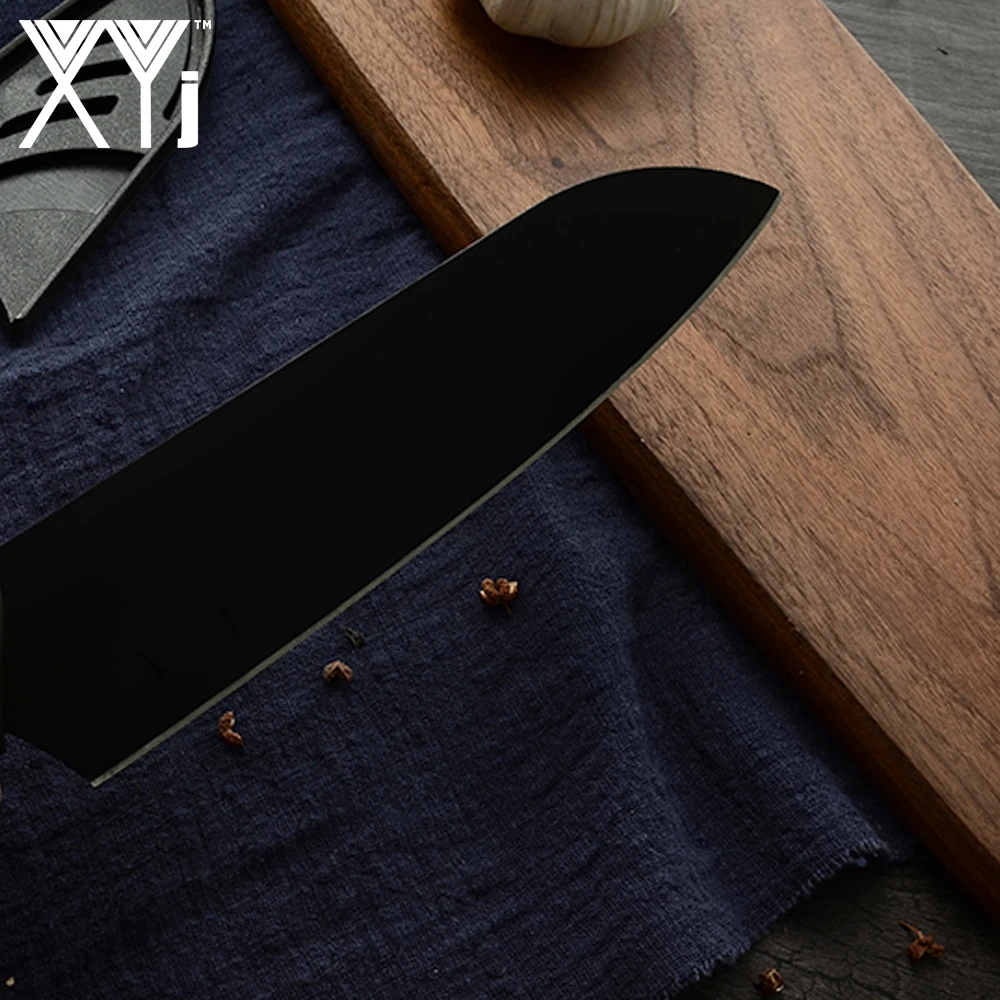Кухонные ножи xyj Нержавеющая сталь шеф-повара Ножи с ручка ПП черное лезвие с Ножи Чехлы Новое поступление Пособия по кулинарии столовые приборы аксессуар