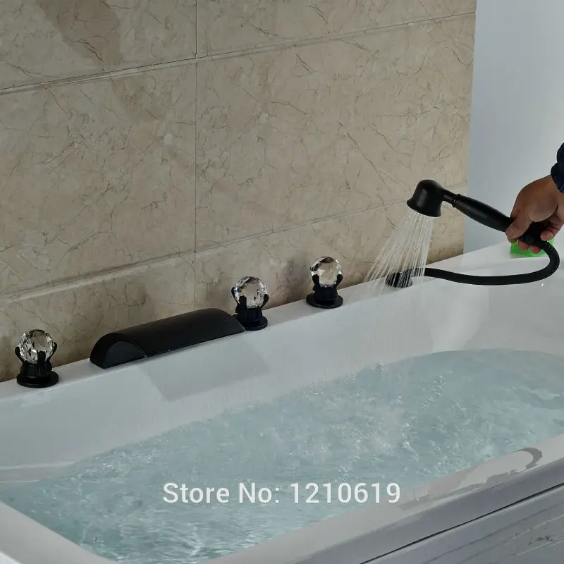 Смеситель для ванной комнаты с креплением на бортике масляной и бронзовой