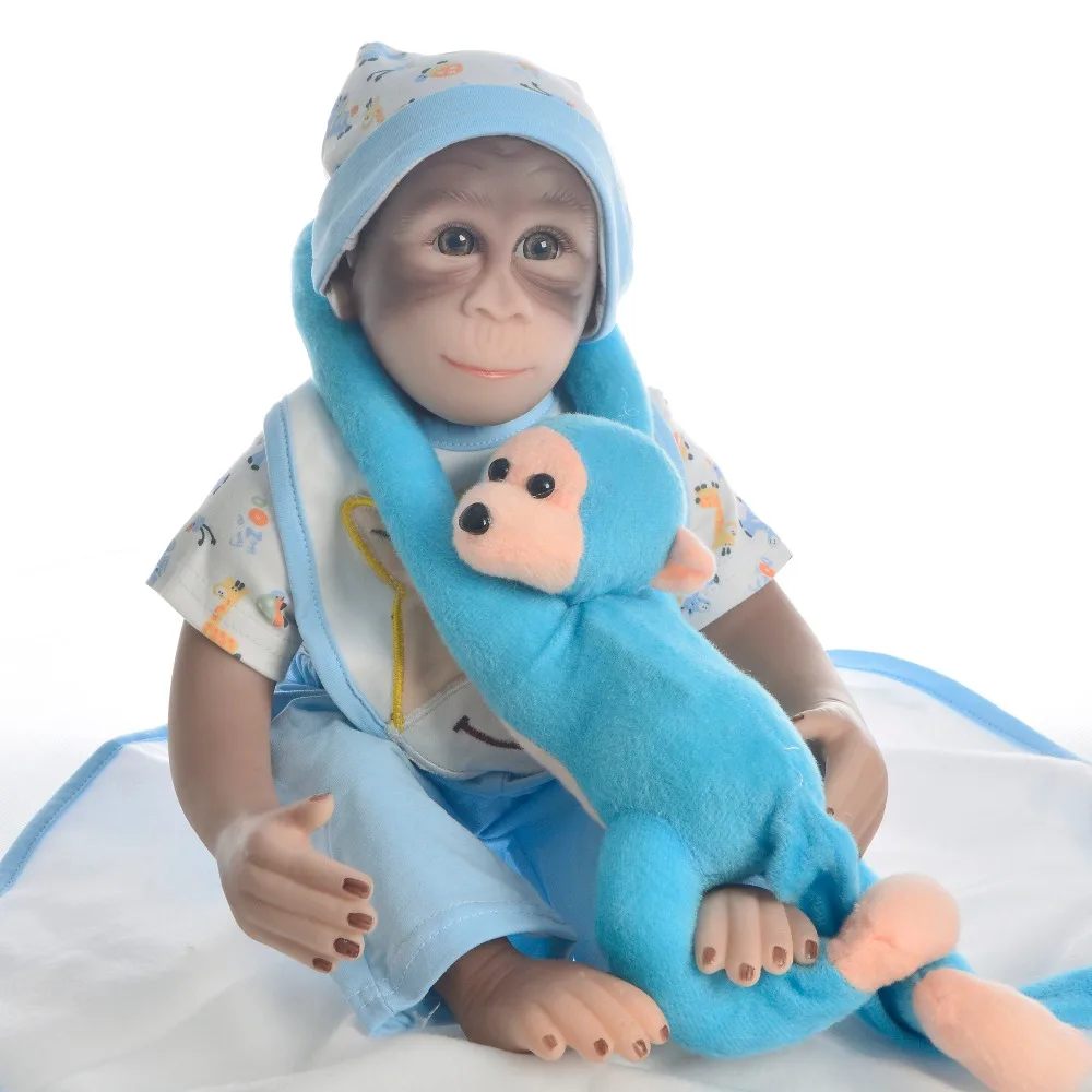 19 &quotОбезьянка кукла новорожденная Мягкая силиконовая виниловая Кукла Reborn Boneca 46