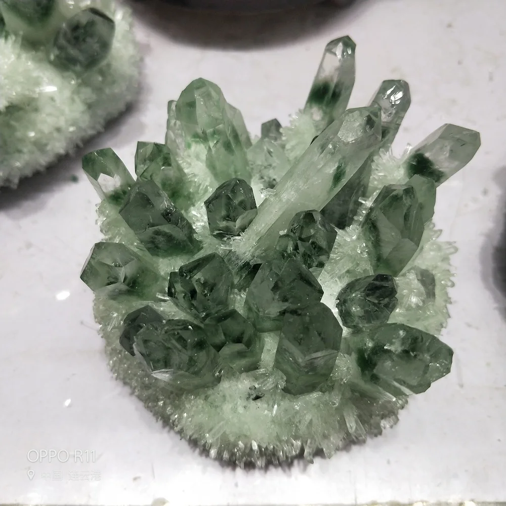 Природные камни кристалл кластер минералы Исцеление зеленый геодезический Druzy