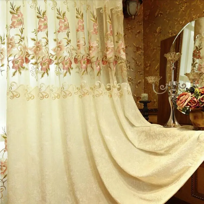 Curtain cloth Европейские вышитые затемненные шторы для гостиной, оконные шторы для спальни, роскошные занавески "Пионы", лидер продаж, новинка, WP231* 20 - Цвет: Curtain cloth