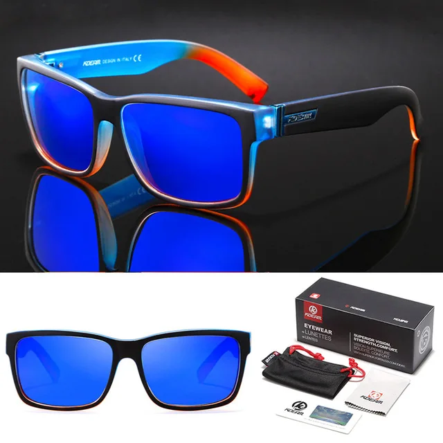 C4 Dark blue Mirror KDEAM, спортивные мужские солнцезащитные очки, поляризационные, потрясающие цвета, спортивный стиль, квадратные солнцезащитные очки, Ультралегкая оправа, оттенки RX56 - Цвет линз: C4 Dark blue Mirror