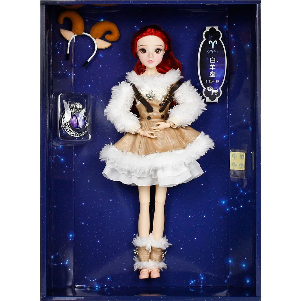 Aries BJD кукла MMGirl 12 созвездий серии 14 шарнирное тело 30 см костюм куклы и кукла стенд 1/6 девочка кукла игрушка подарок - Цвет: Aries