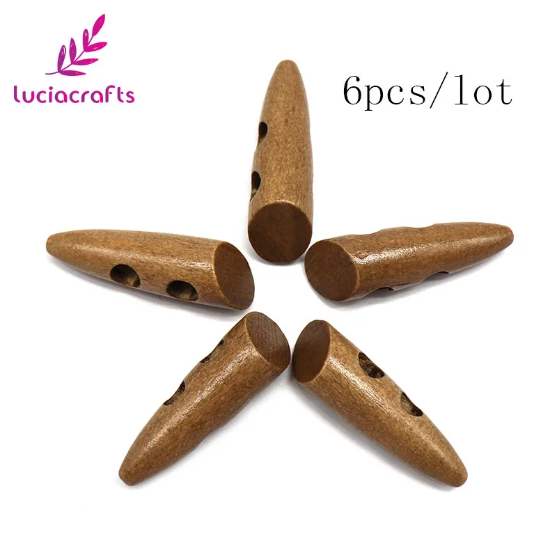 Color 2 6pcs Lucia crafts 6 шт/12 шт 46 мм 2-деревянная кнопка с отверстиями натуральный DIY шитье скрапбукинг одежда аксессуары E0108 - Цвет: Color 2 6pcs