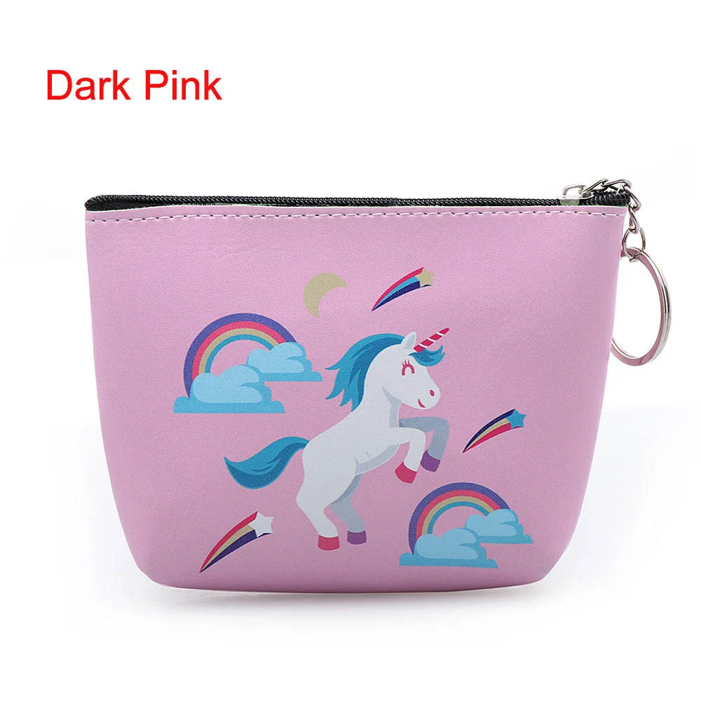 Dark Pink Bag Женские мини портативные сумки с принтом Совы/единорога/фламинго, модный кошелек для монет, держатель для карт, кошелек, чехол для ключей, сумка для макияжа с героями мультфильмов - Цвет: Dark Pink Bag