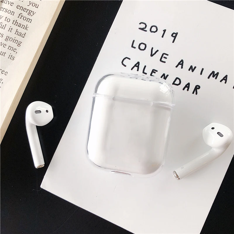 Жесткие ПК Чехлы для AirPods 2 й Прозрачный чехол наушников Apple Air Pods 1 футляр зарядки