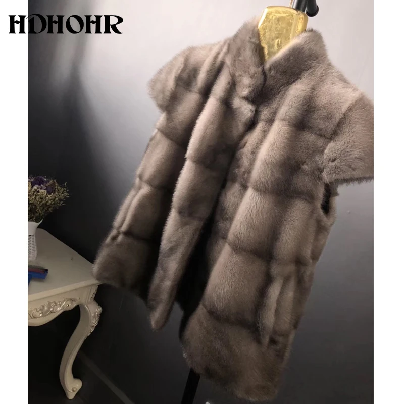 HDHOHR новые женские меховые пальто из натурального меха норки короткие модные теплые зимние меховые куртки верхняя одежда Меховая парка для женщин