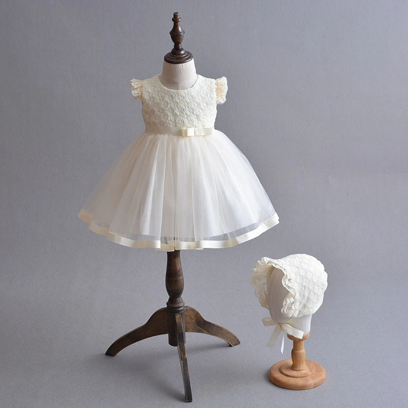 Детская одежда с шапкой милое кружевное платье принцессы для маленьких девочек