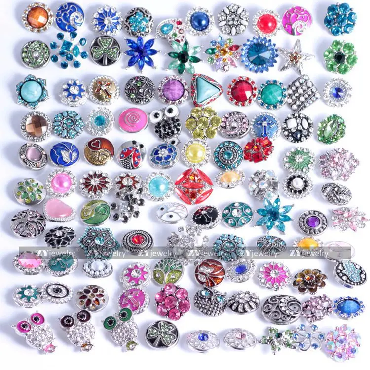 Wholesale 20pcs/lot 18MM Mixed color metal snap button Rhinestone DIY bracelet accessory handicraft AP2292 | Дом и сад