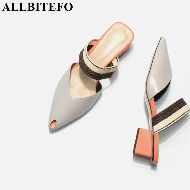 Шлепанцы ALLBITEFO женские из мягкой натуральной кожи летние модные пикантные