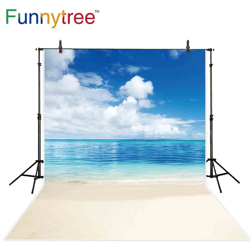 

Funnytree backgrounds for photography studio summer beach sea sky nature view sky cloud backdrop photobooth photocall prop