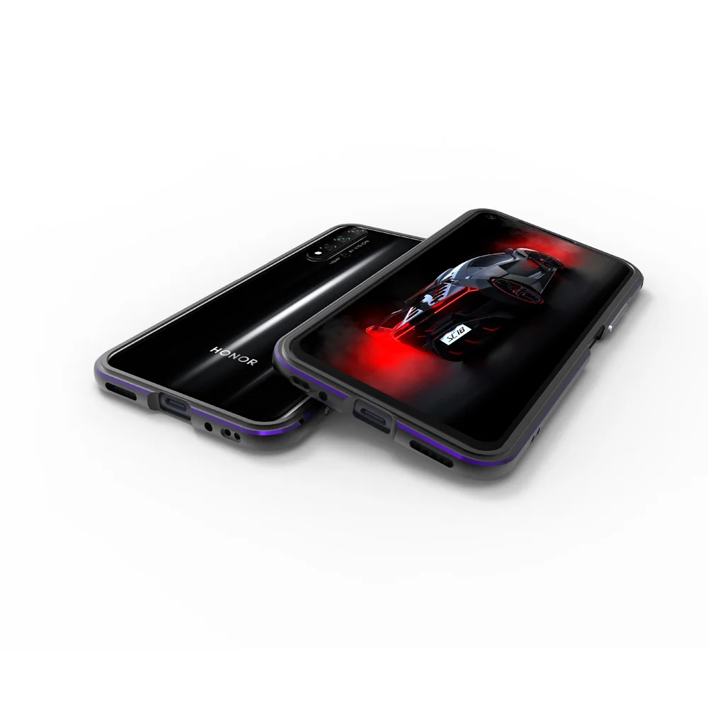 black with purple Чехол для huawei Honor 20, глянцевый алюминиевый бампер для телефона, чехол для huawei Honor 20, металлический каркас, защитный чехол s - Цвет: black with purple