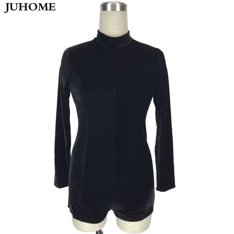 Женский Осенний комбинезон черный с длинными рукавами зимний шортами|shorts