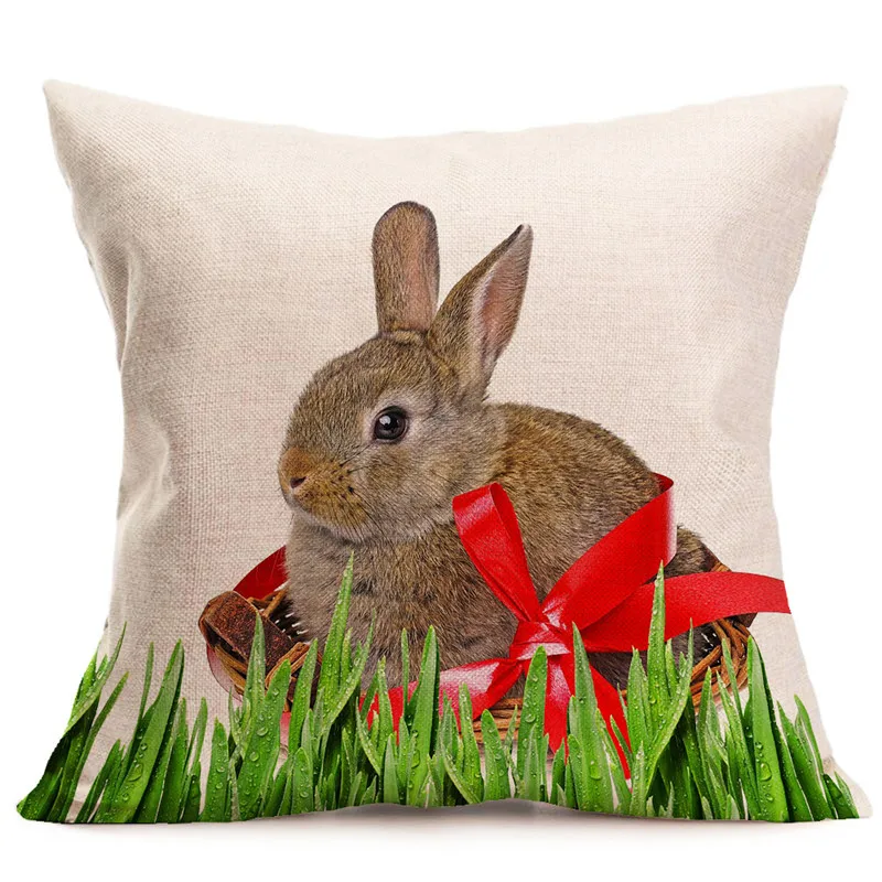 Nordic Cute Easter Bunny eat green grass wholesale wedding gift cushion cover home car office sofa decorative party pillow case | Дом и сад