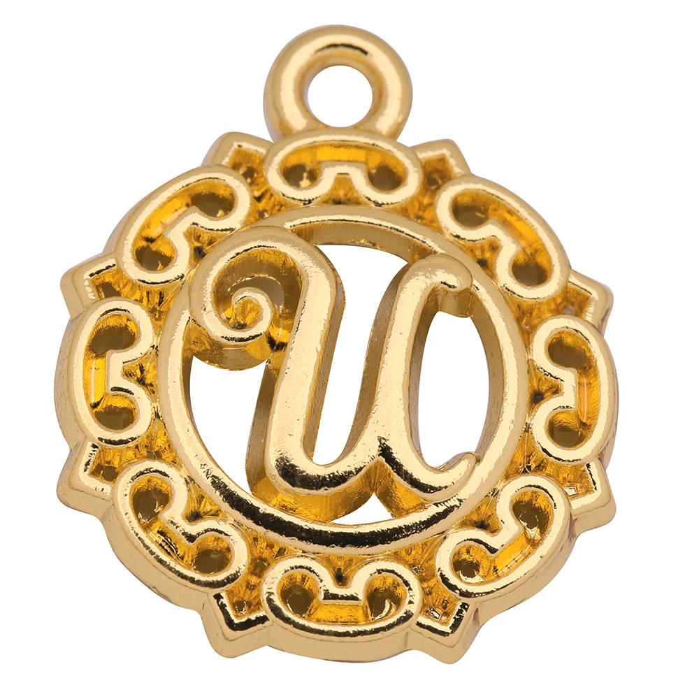 LIKGREAT Hollow Round Letter Charms for Jewelry Making Alphabet Name Pendant Fit Handmade Bracelet Necklace A B C D E F G H | Украшения и