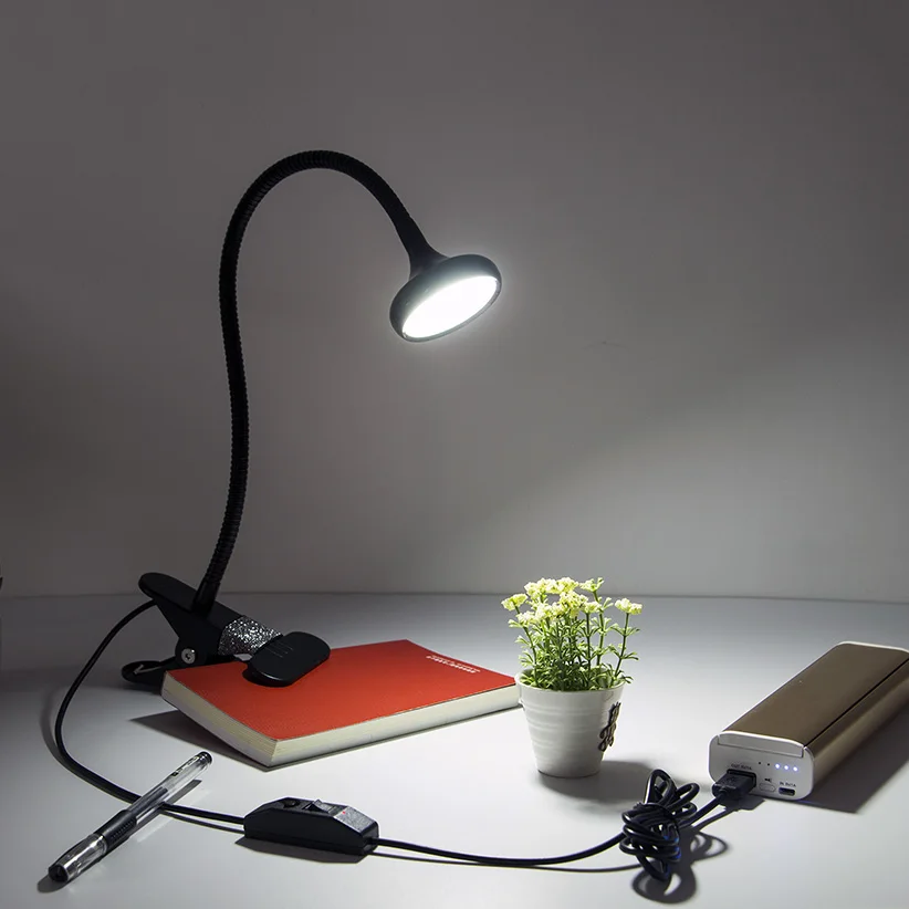 TZ Table Lamp Usb LED Clip Rechargeable Dimmable Gooseneck Reading Desk Book Light For Bed Office Study Desktop 5DV 3W Aluminum | Лампы и